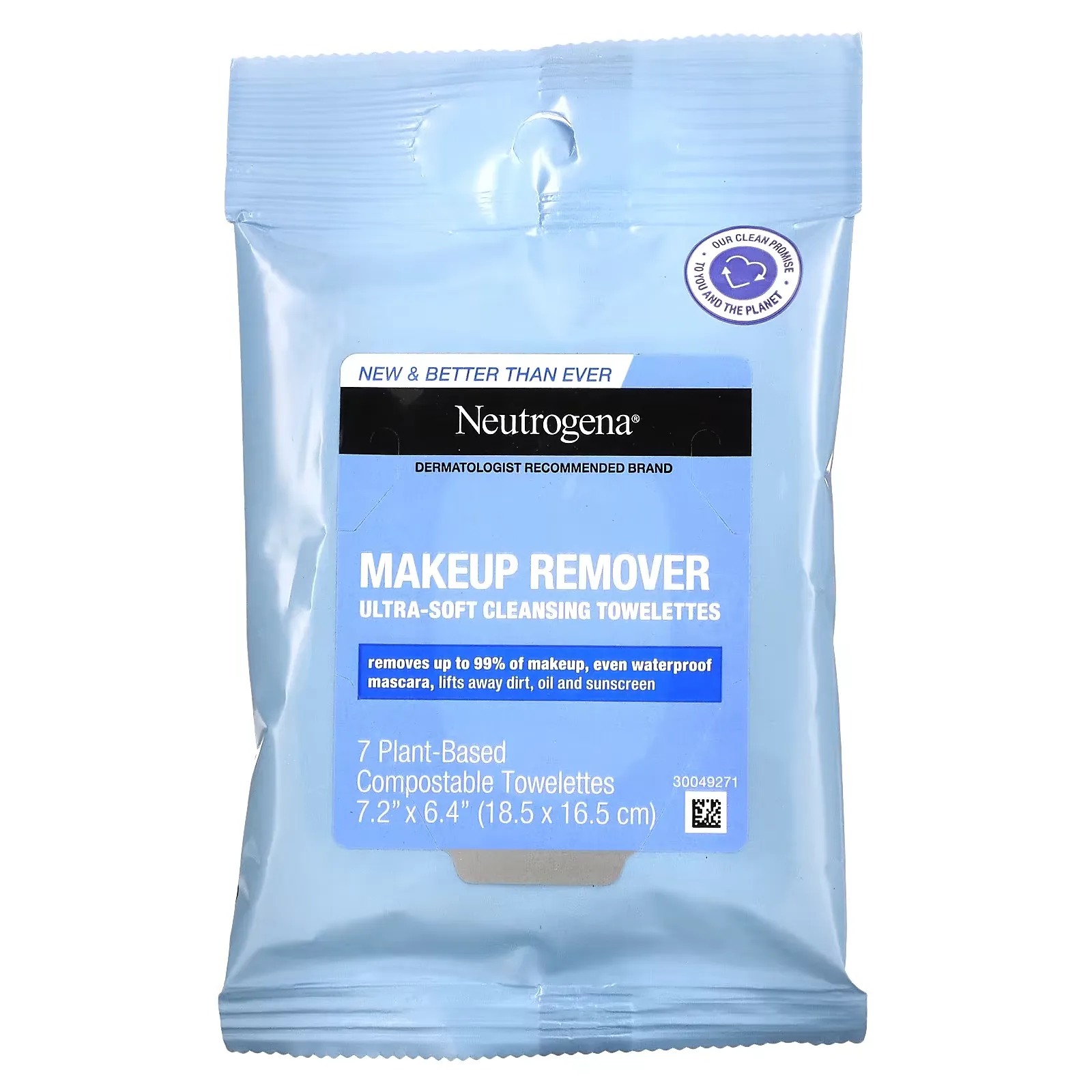 Makeup Remover Ultra-Soft Cleansing Towelettes,  7 Plant-Based Compostable Towelettes