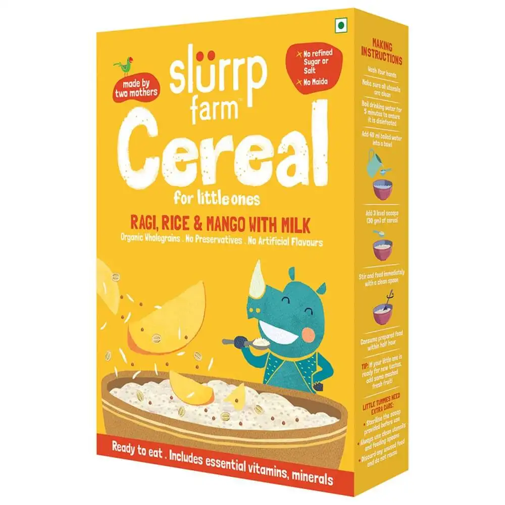 Slurrp Farm Cereal for Little Ones,  0.2 kg  Ragi Rice & Mango with Milk