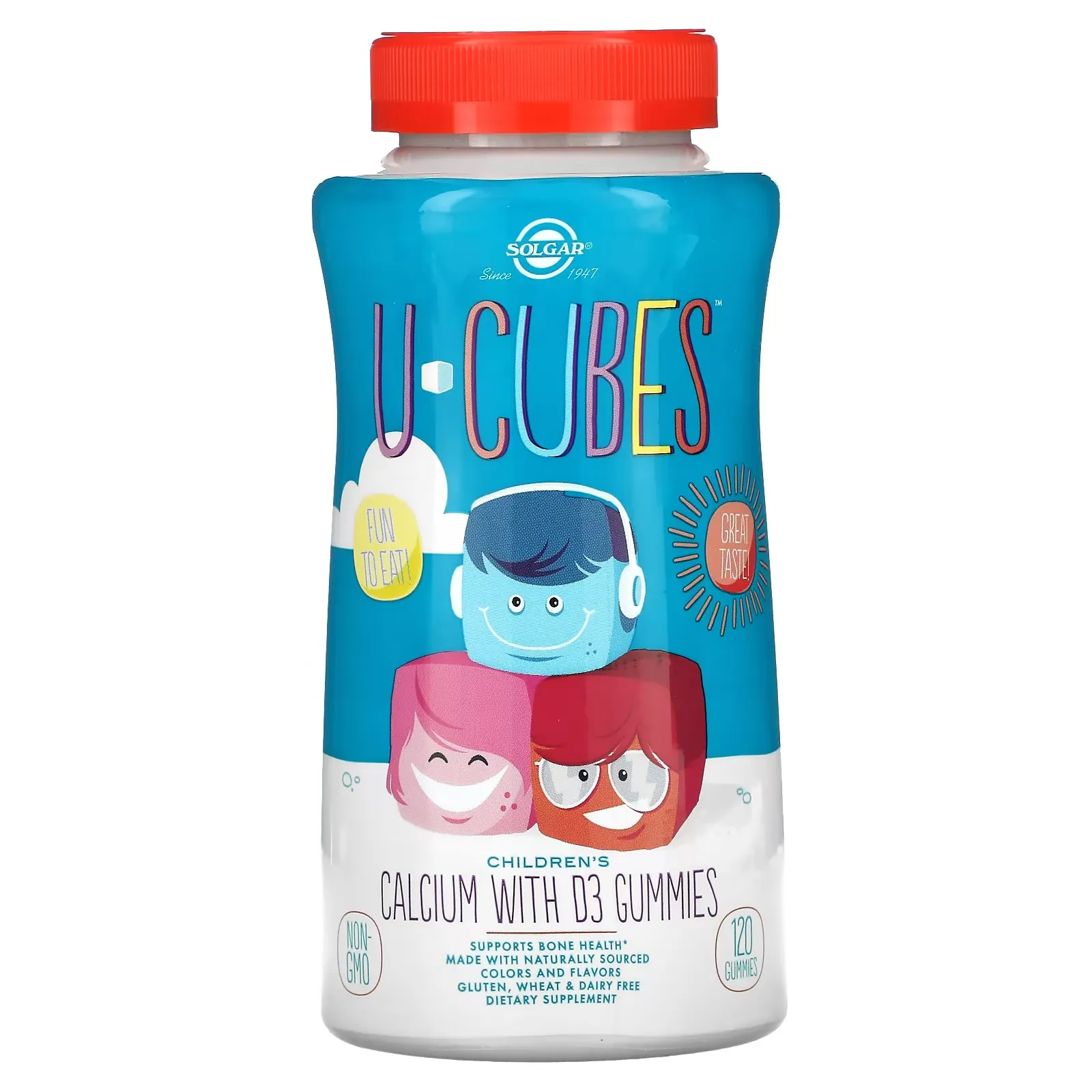 U-Cubes, Children's Calcium With D3,  Strawberry, 120 Gummies