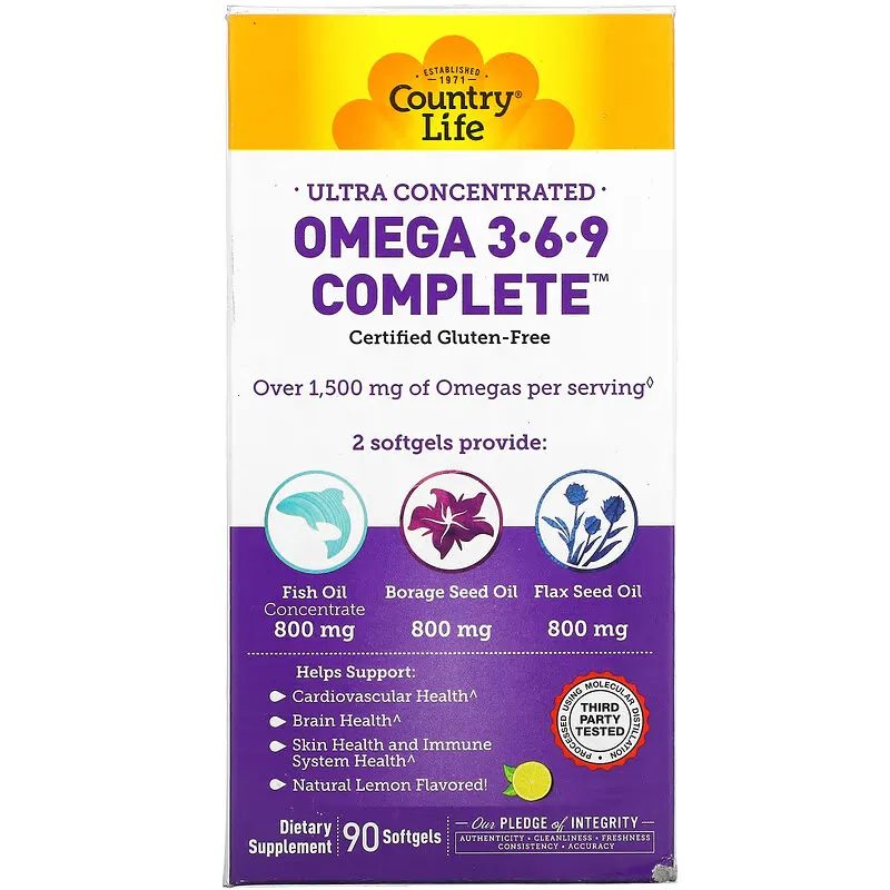 Ultra Concentrated Omega 3-6-9 Complete, Natural Lemon, 90 Softgels