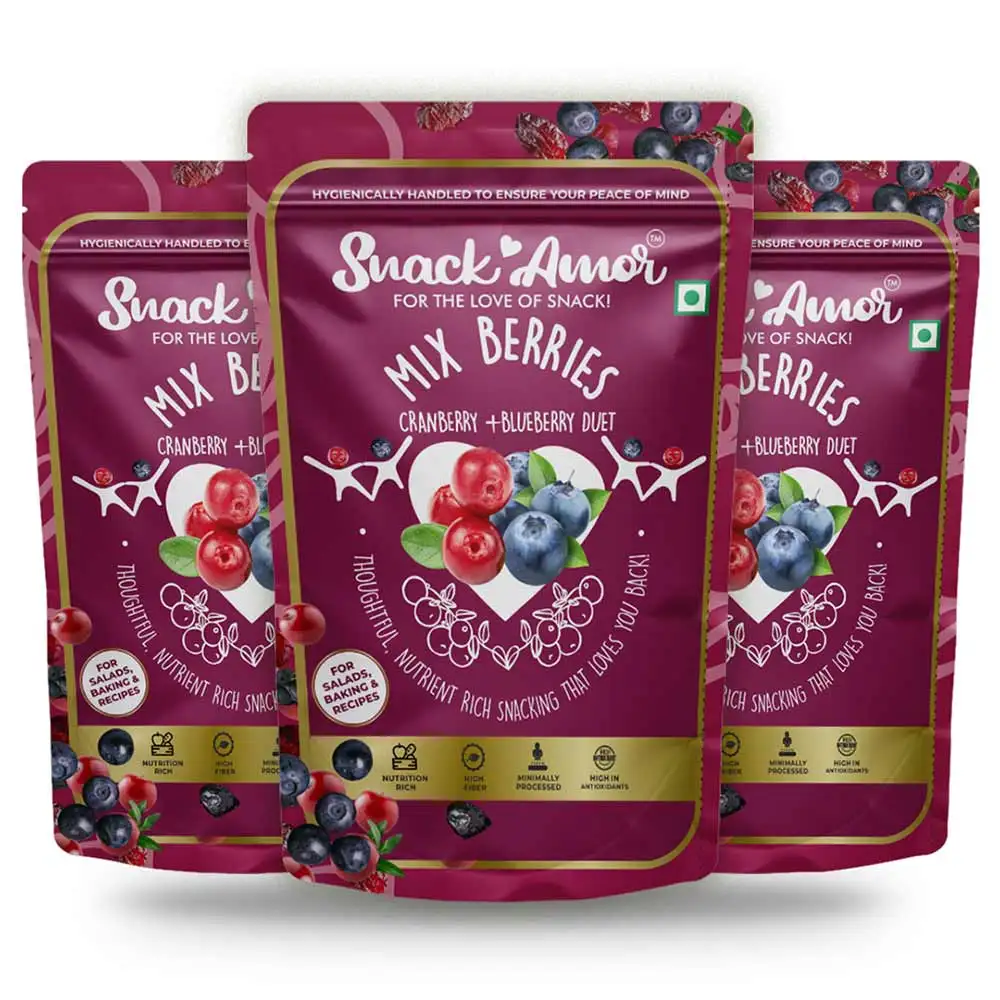 SnackAmor Mix Berries,  Unflavoured (Pack of 3)  200 g