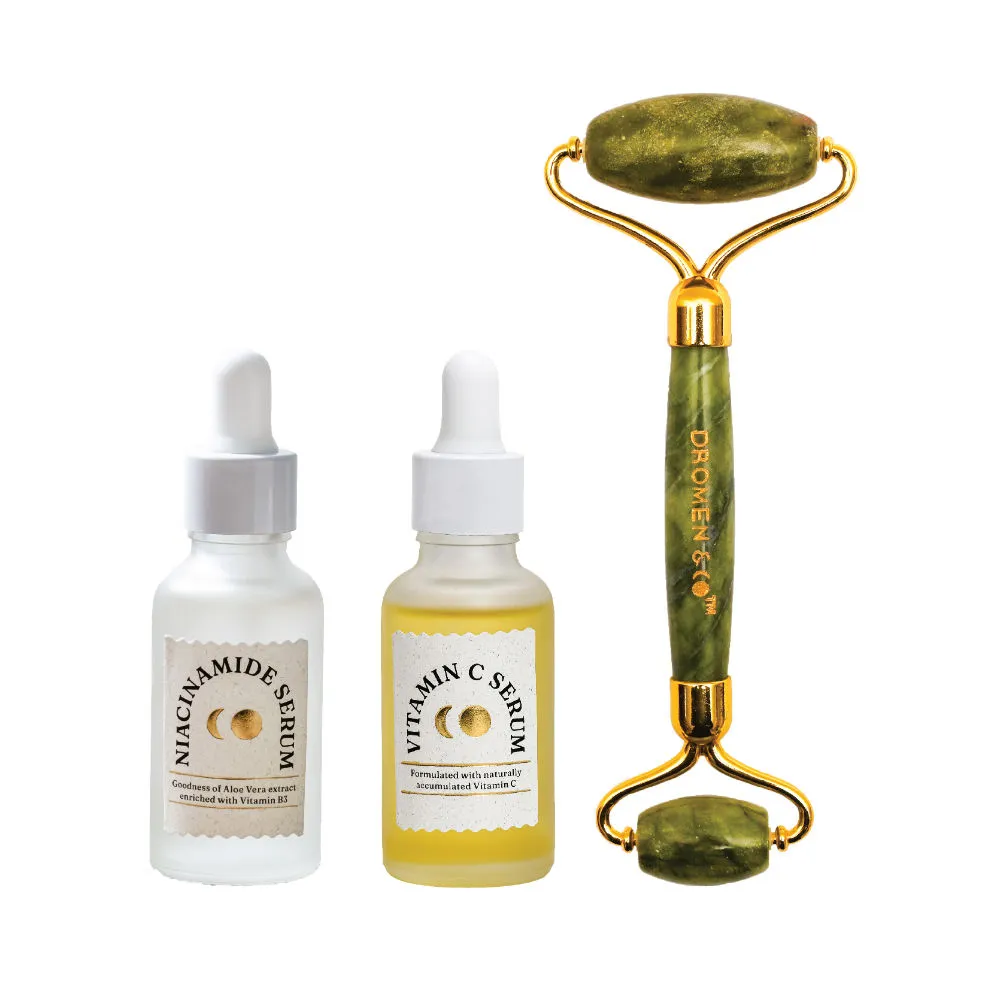 Dromen & Co Niacinamide Serum + Vitamin C Serum + Jade Roller