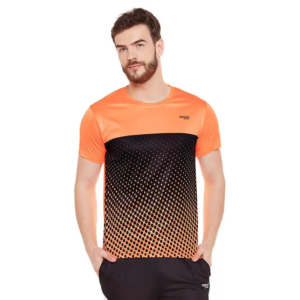 Masch Sports Mens Regular Fit Polyester Active T Shirt (MSTS1017 HSP FDO),  Fluorescent Orange  XL