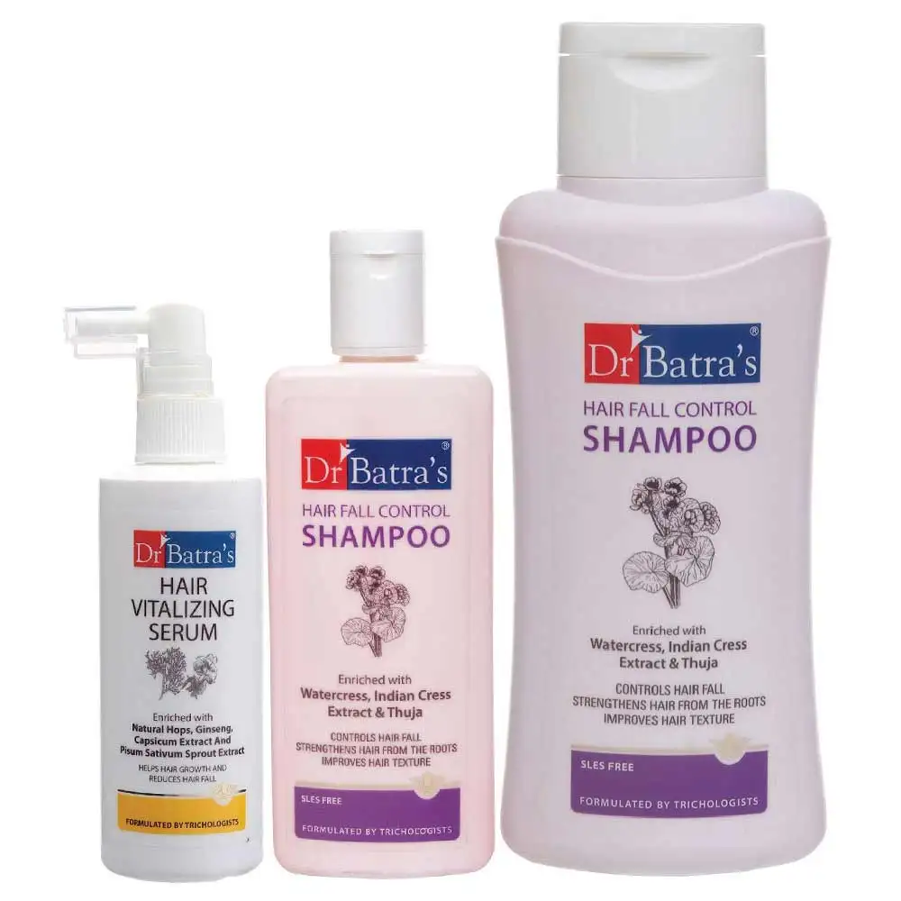 Dr Batra's Hair Vitalizing Serum , Hair Fall Control Shampoo - 500 ml & Hair Fall Control Shampoo- 200 ml Combo,  3 Piece(s)/Pack  Hair Fall