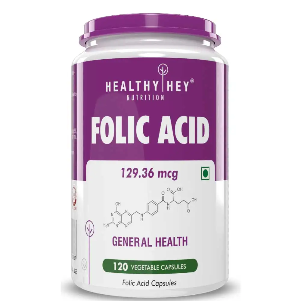 HealthyHey Nutrition Folic Acid,  Unflavoured  120 veggie capsule(s)