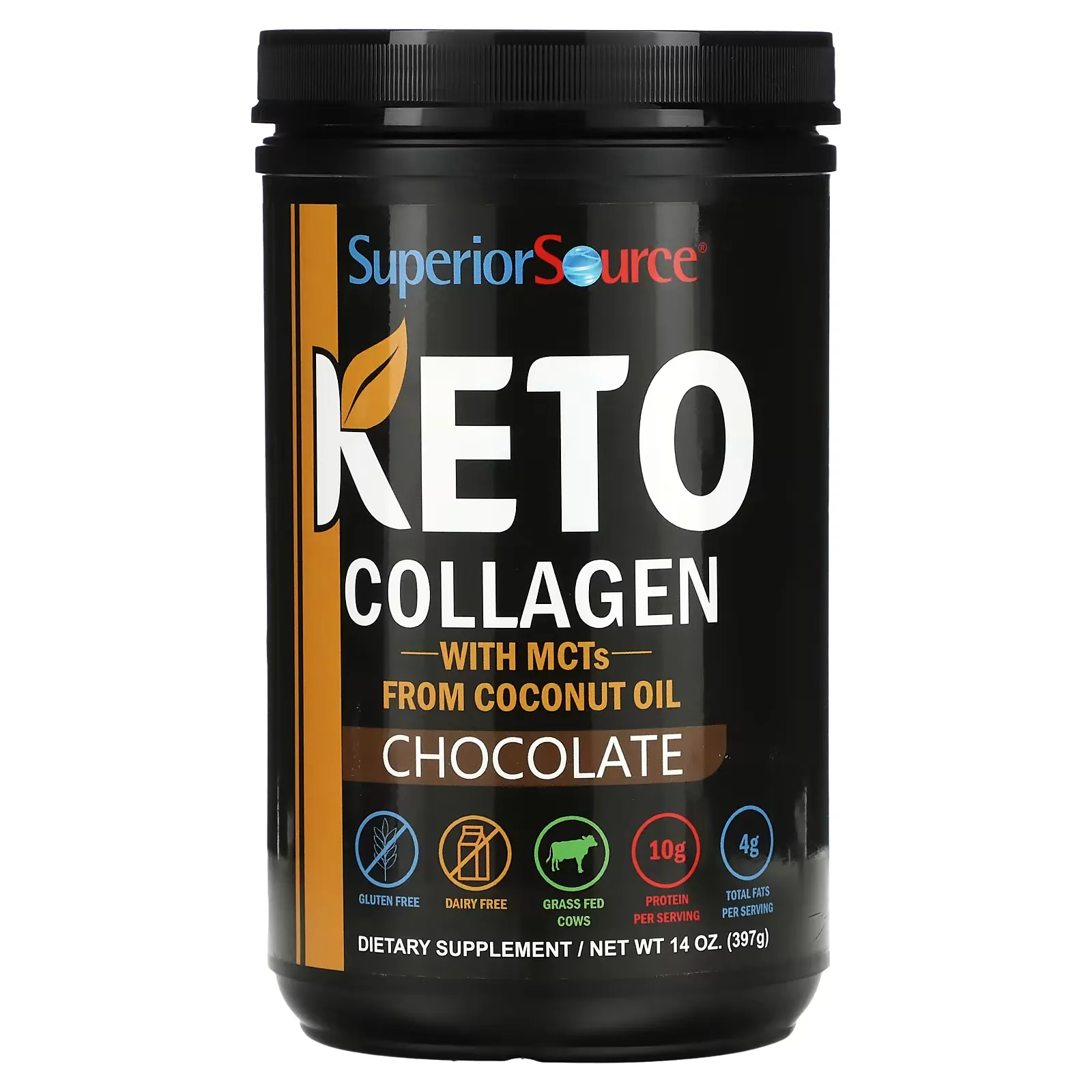 Keto Collagen Powder with MCTs, Chocolate, 14 oz (397 g)