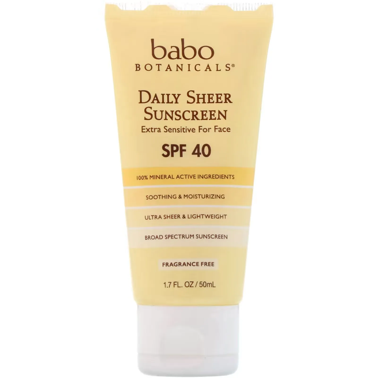 Daily Sheer Mineral Sunscreen, SPF 40, 1.7 fl oz (50 ml)