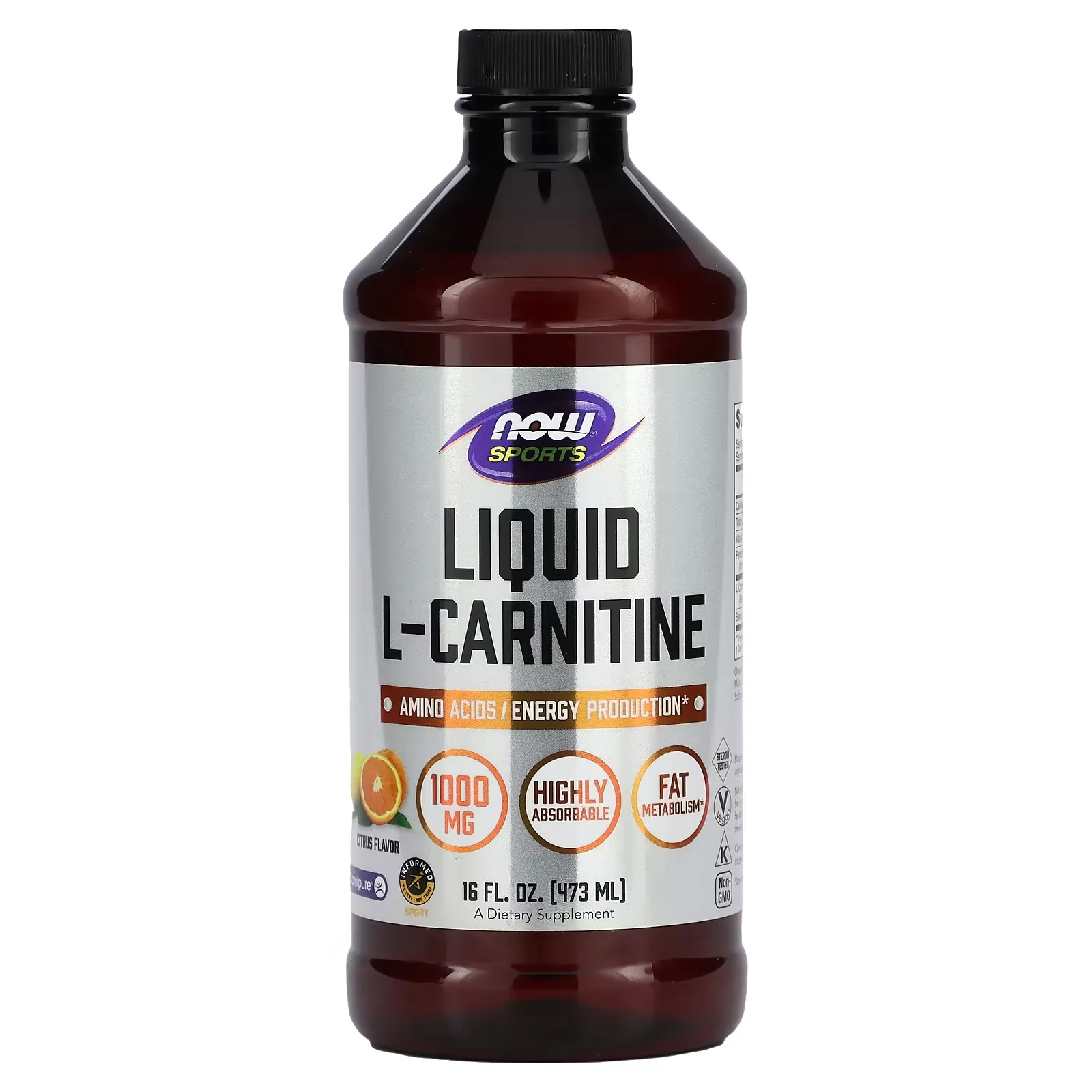 Sports, Liquid L-Carnitine, Citrus, 1,000 mg, 16 fl oz (473 ml)