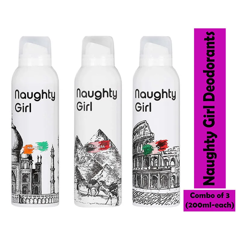 Naughty Girl Marhaba Namaste Ciao Deodorant - Pack Of 3