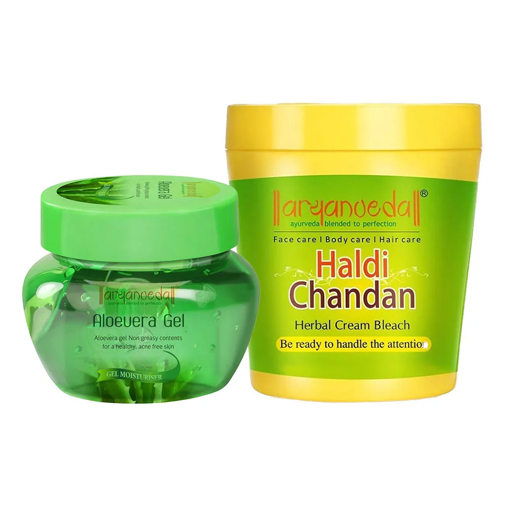 Aryanveda Haldi Chandan Bleach & Aloevera Gel Combo Pack