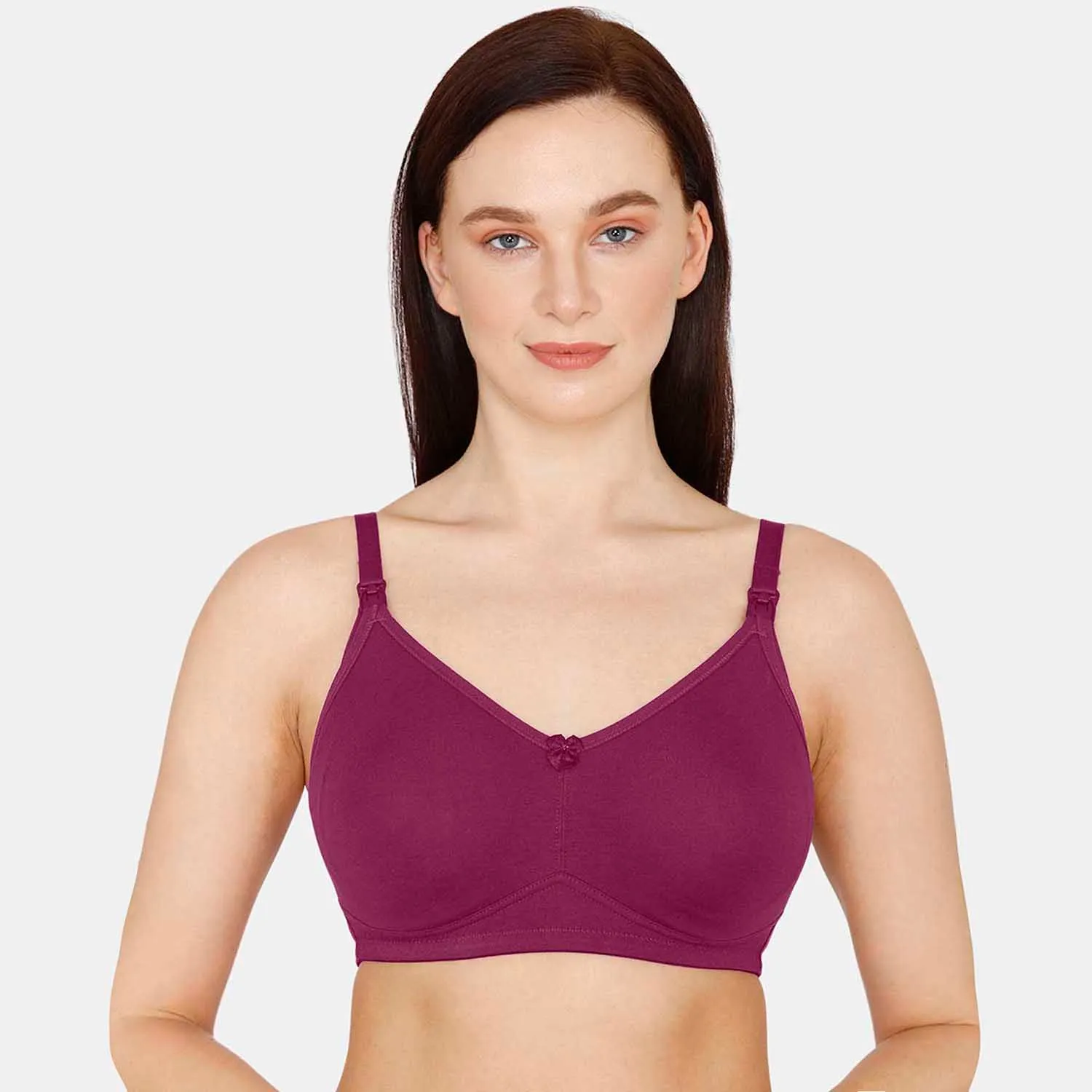 Zivame Double Layered Non Wired 3/4th Coverage Maternity/ Nursing Bra - Purple (32D)