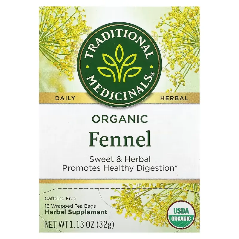 Organic Fennel, Caffeine Free, 16 Wrapped Tea Bags, 1.13 oz (32 g)