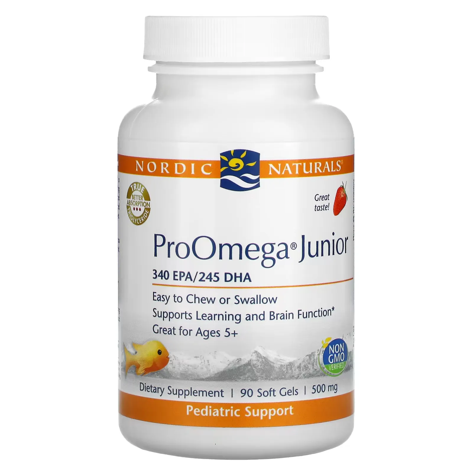 ProOmega Junior, Strawberry, 340 mg, 90 Soft Gels