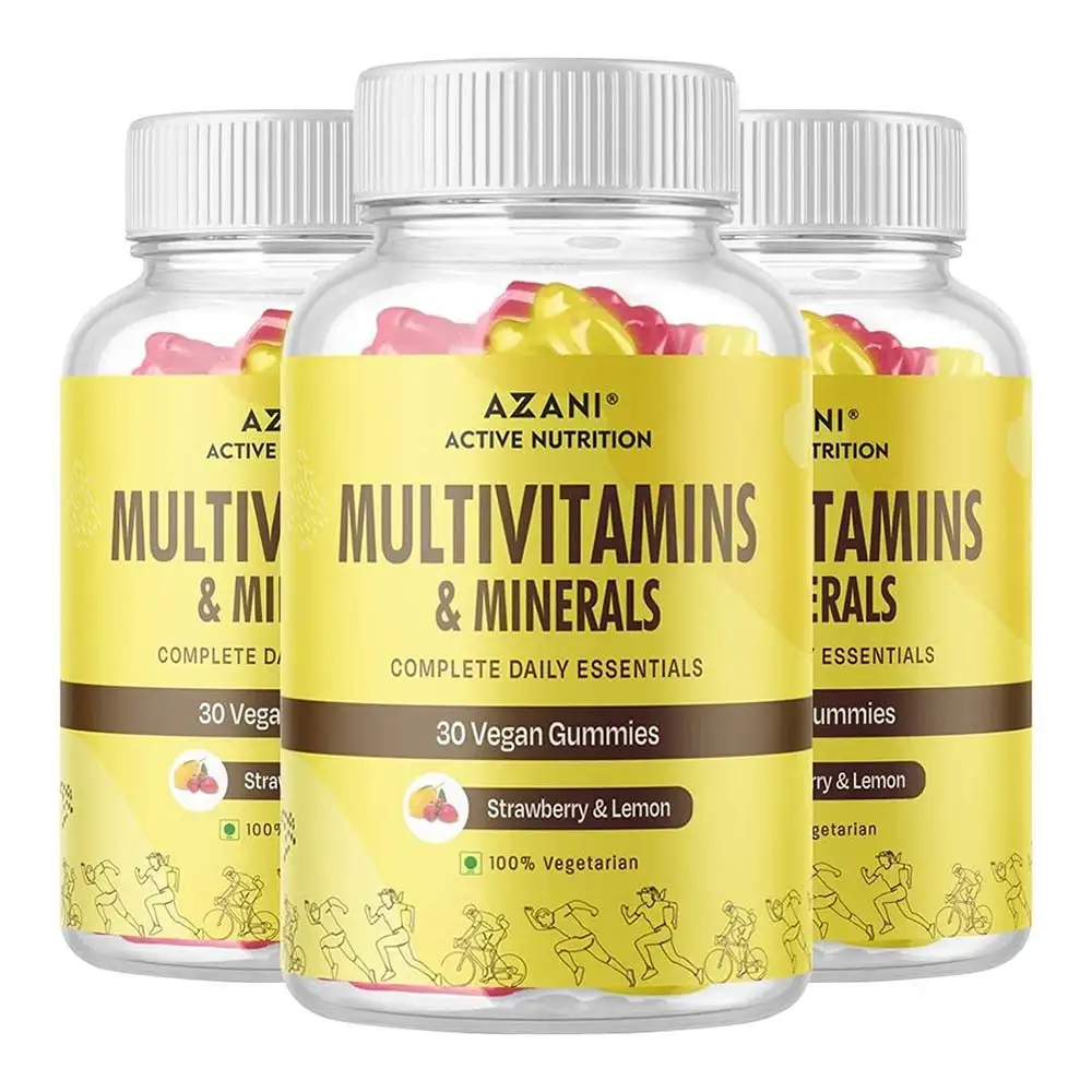 Azani Active Nutrition Multivitamin & Minerals,  30 gummies  Strawberry & Lemon (Pack of 3)