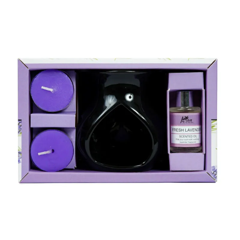 Pan Aromas Fresh Lavender Fragrance Oil Burner Tealight candle Set