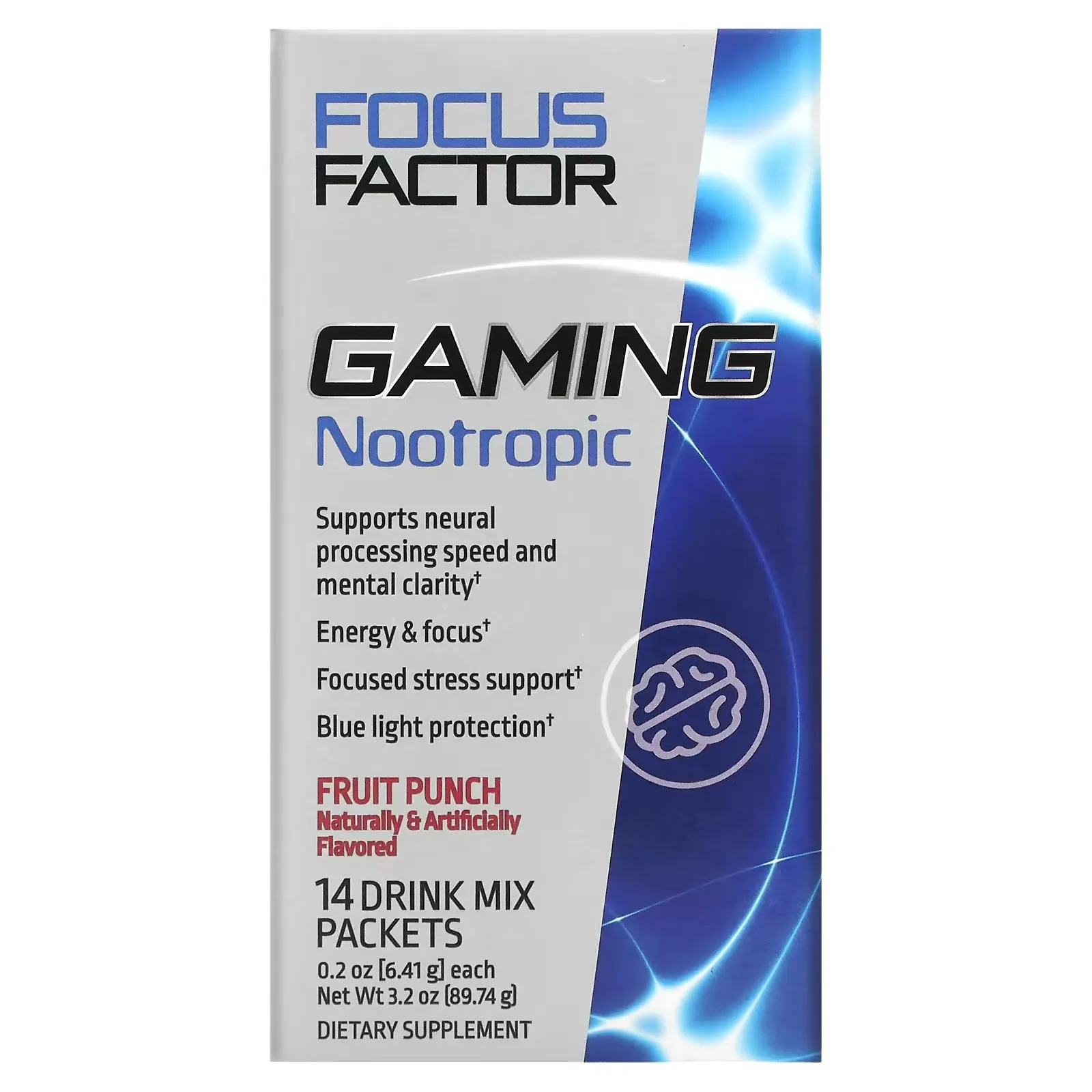 Gaming Nootropic, Fruit Punch, 14 Drink Mix Packets, 0.2 oz (6.41 g) Each