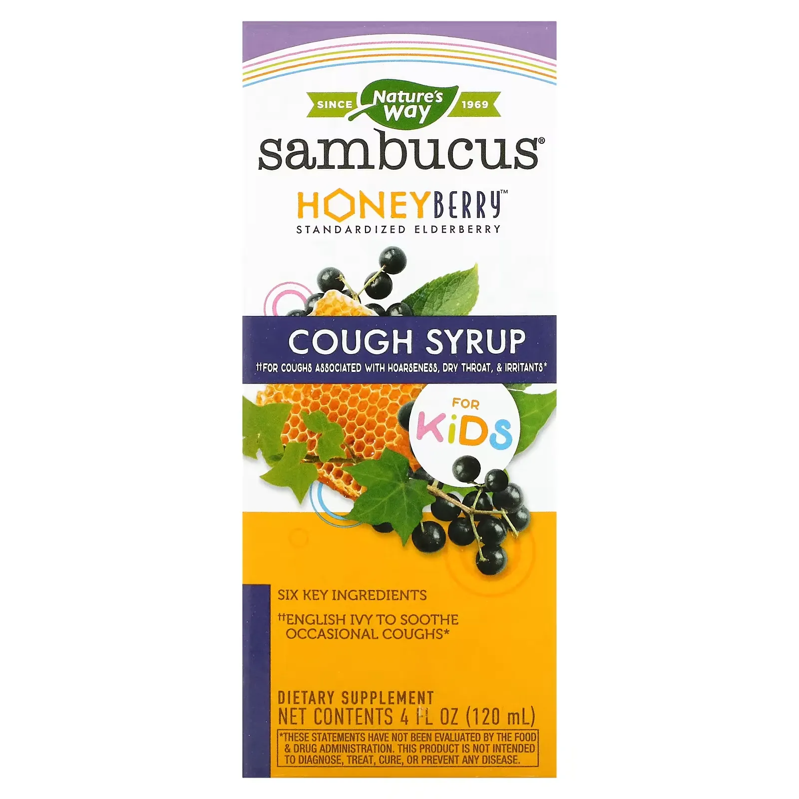 Sambucus for Kids, HoneyBerry Cough Syrup, 4 fl oz (120 ml)