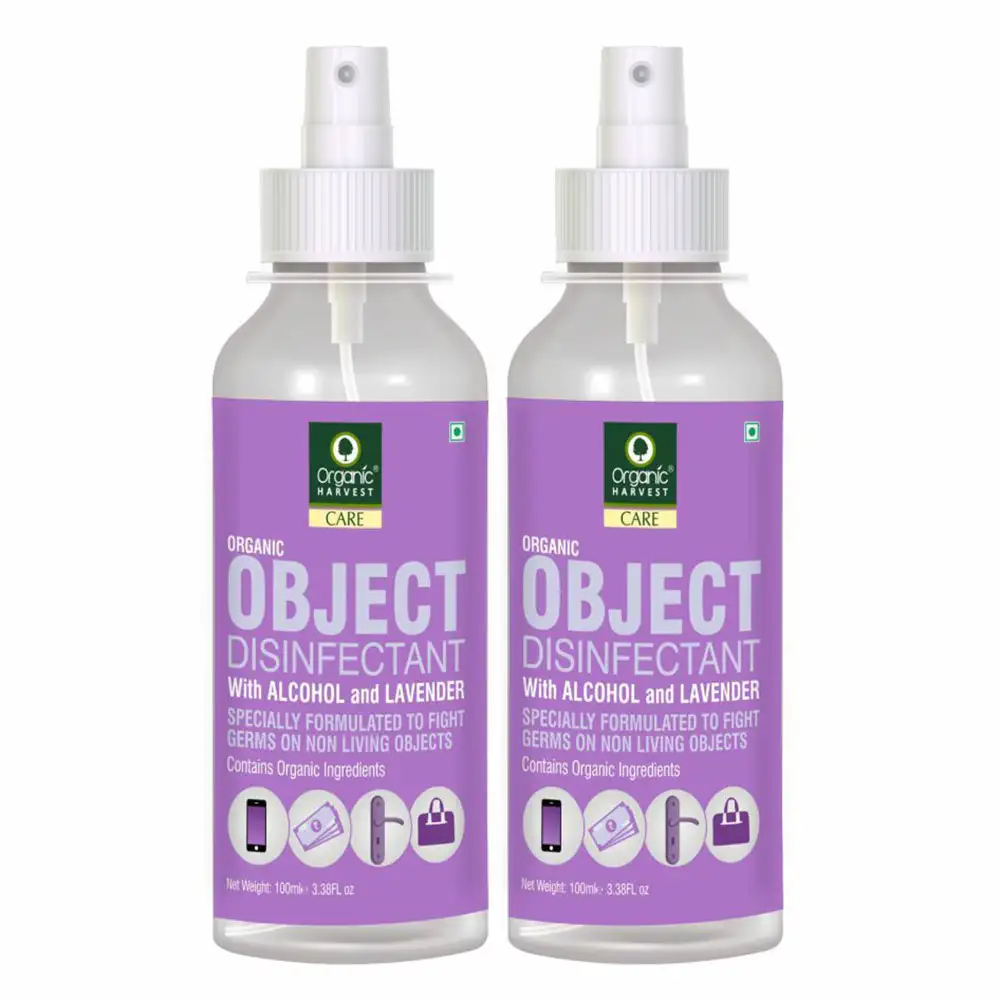 Organic Harvest Object Disinfectant,  Alcohol & Lavender  100 ml  Protection from Germs (Pack of 2)