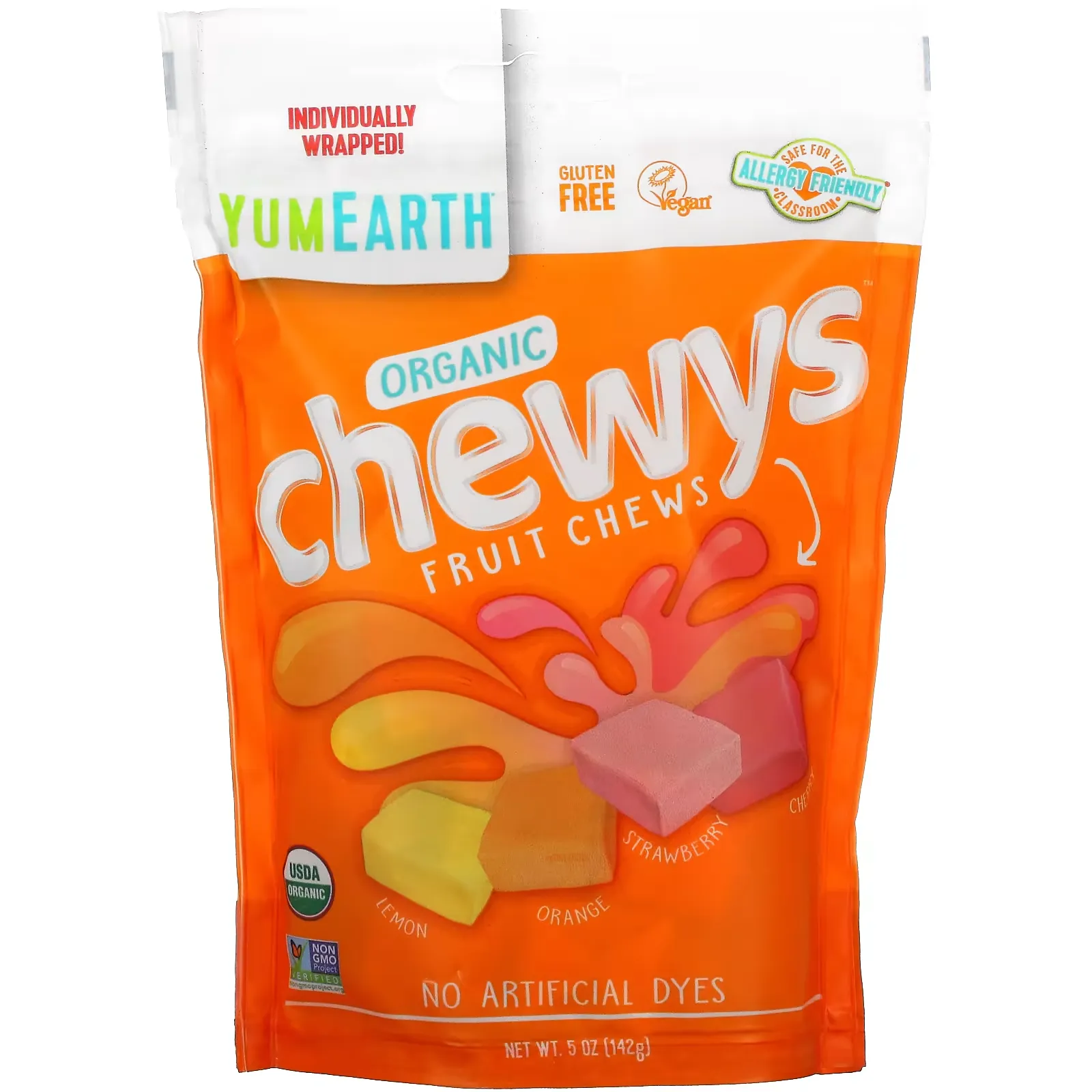 Organic Chewys Fruit Chews, Lemon, Orange, Strawberry, Cherry, 5 oz (142 g)