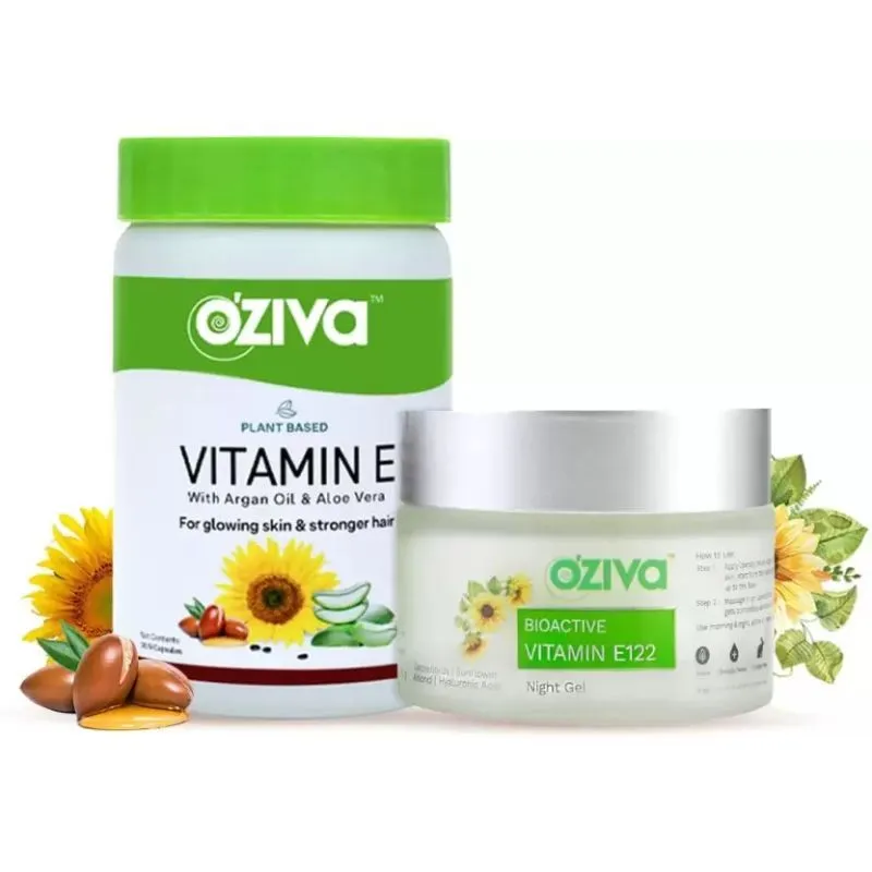 OZiva Plant Based Vitamin E + Bioactive Vitamin E122 Night Gel for Glowing Skin