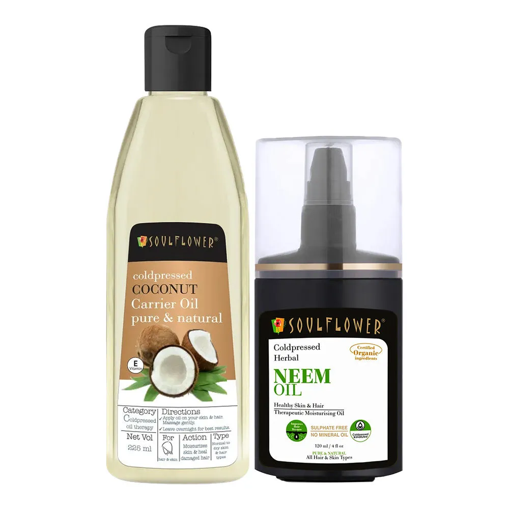 Soulflower Ayurvedic Neem & Coconut Hair Oil For Dry And Itchy Scalp And Skin