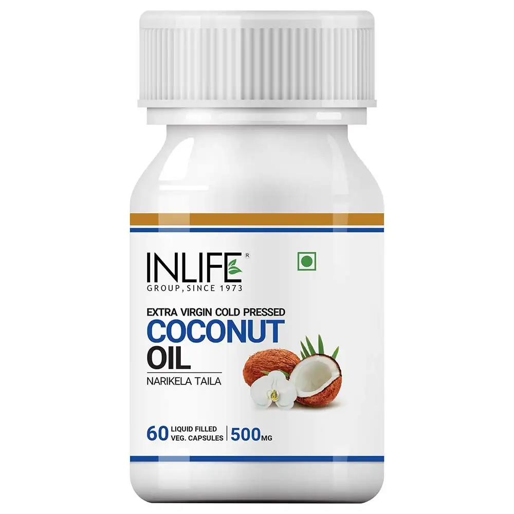 INLIFE Extra Virgin Cold Pressed Coconut Oil 500mg,  60 veggie capsule(s)