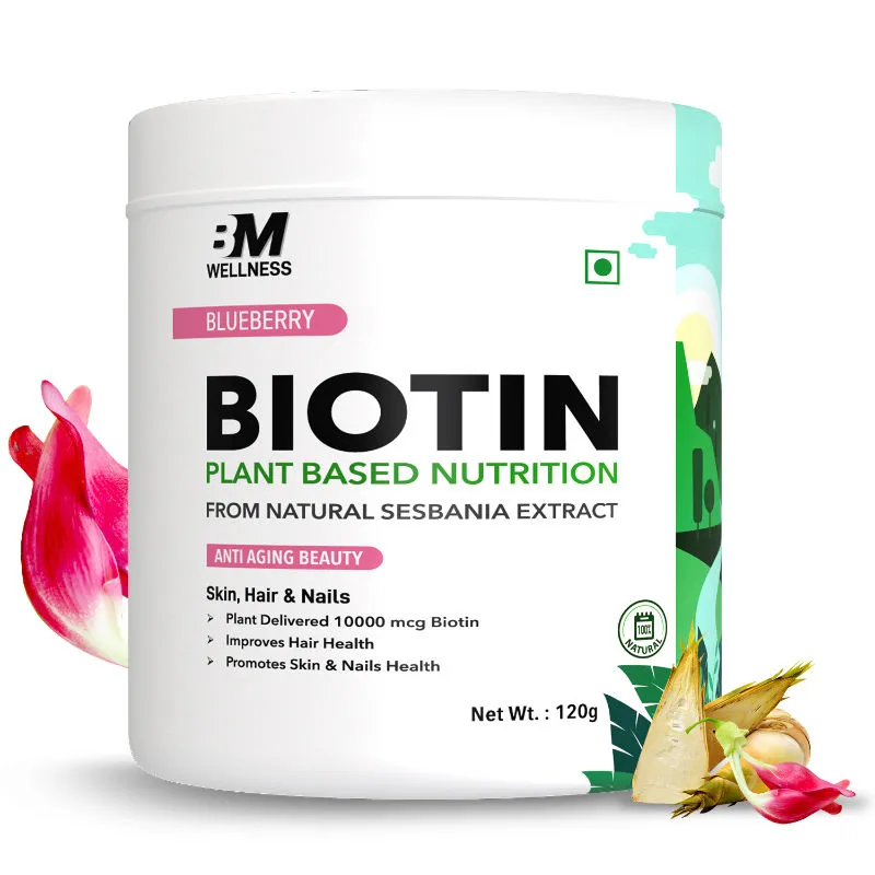 BM Wellness Plant Based Biotin 10000+ Mcg - Blueberry