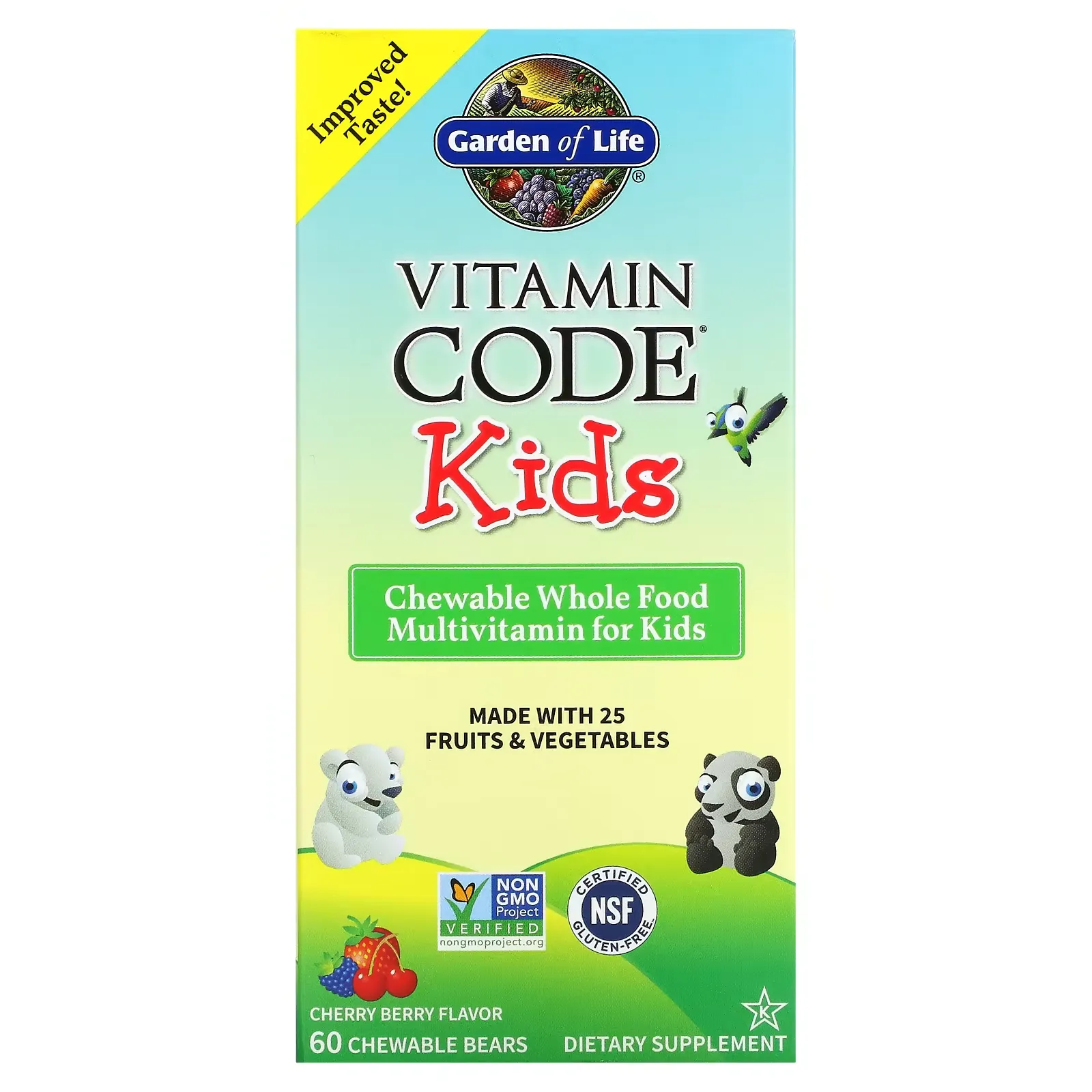 Vitamin Code Kids, Chewable Whole Food Multivitamin, Cherry Berry, 60 Chewable Bears