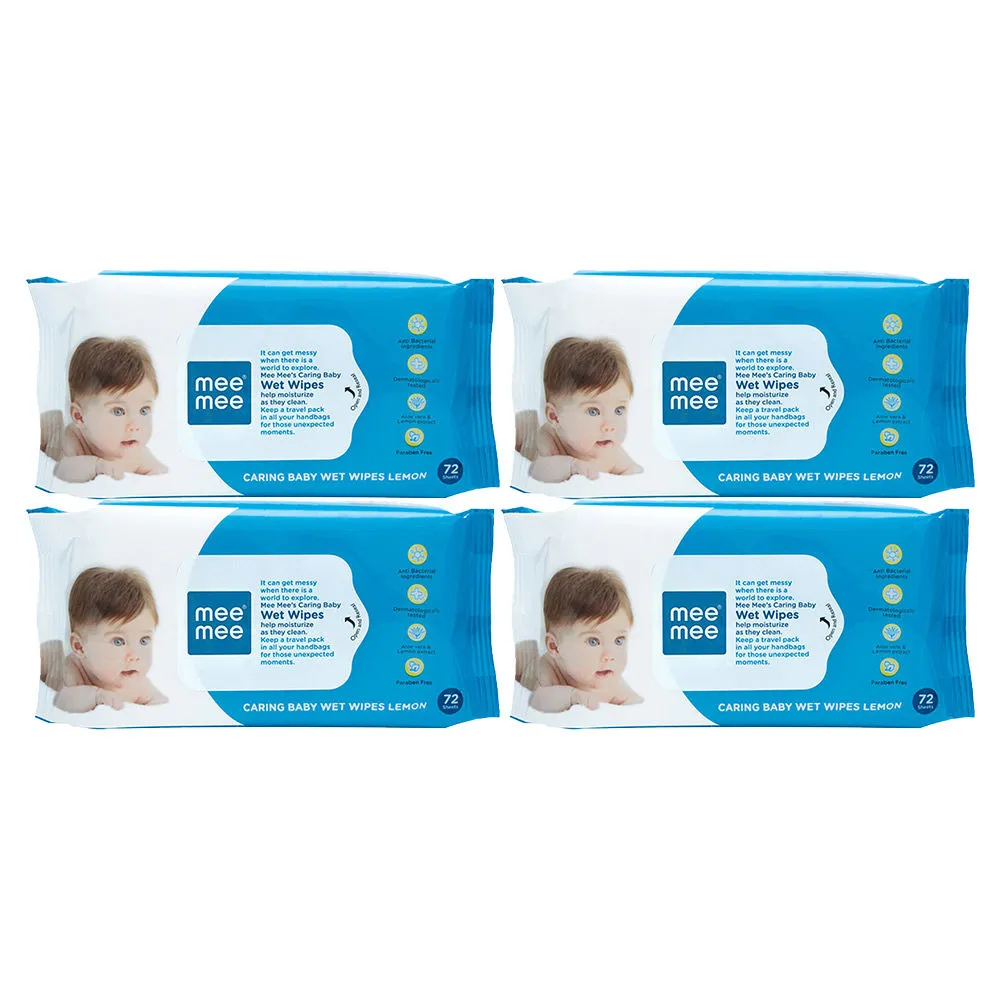 Mee Mee Caring Baby Wet Wipes Lemon Fragrance - Pack Of 4