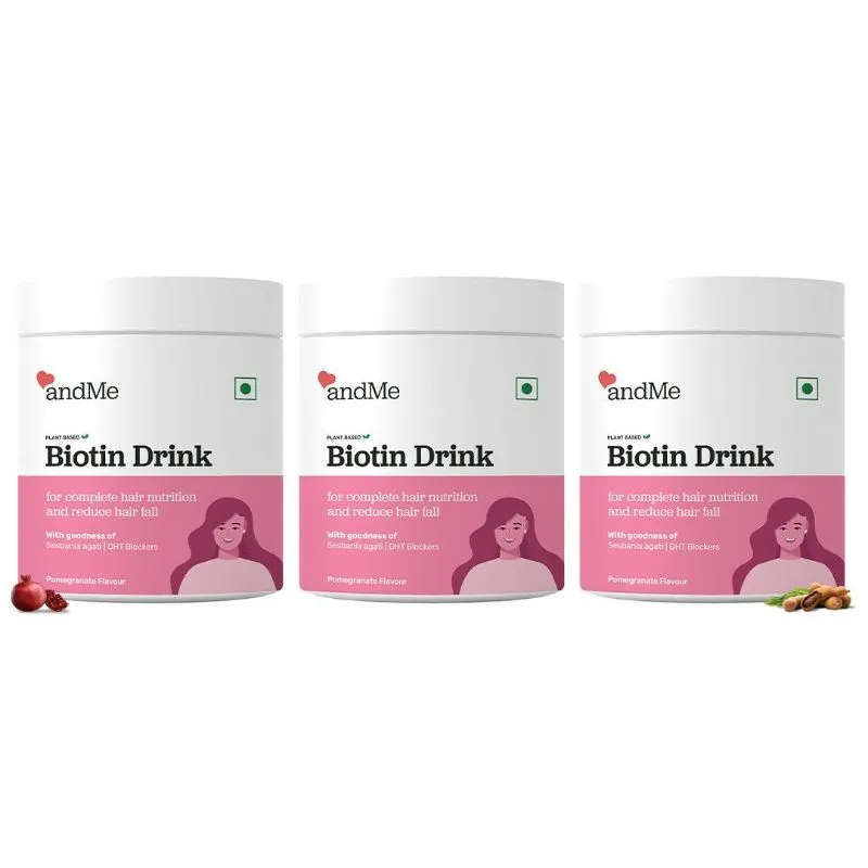 andMe Plant Based Biotin Supplement - Pomegranate Flavour - Pack of 3