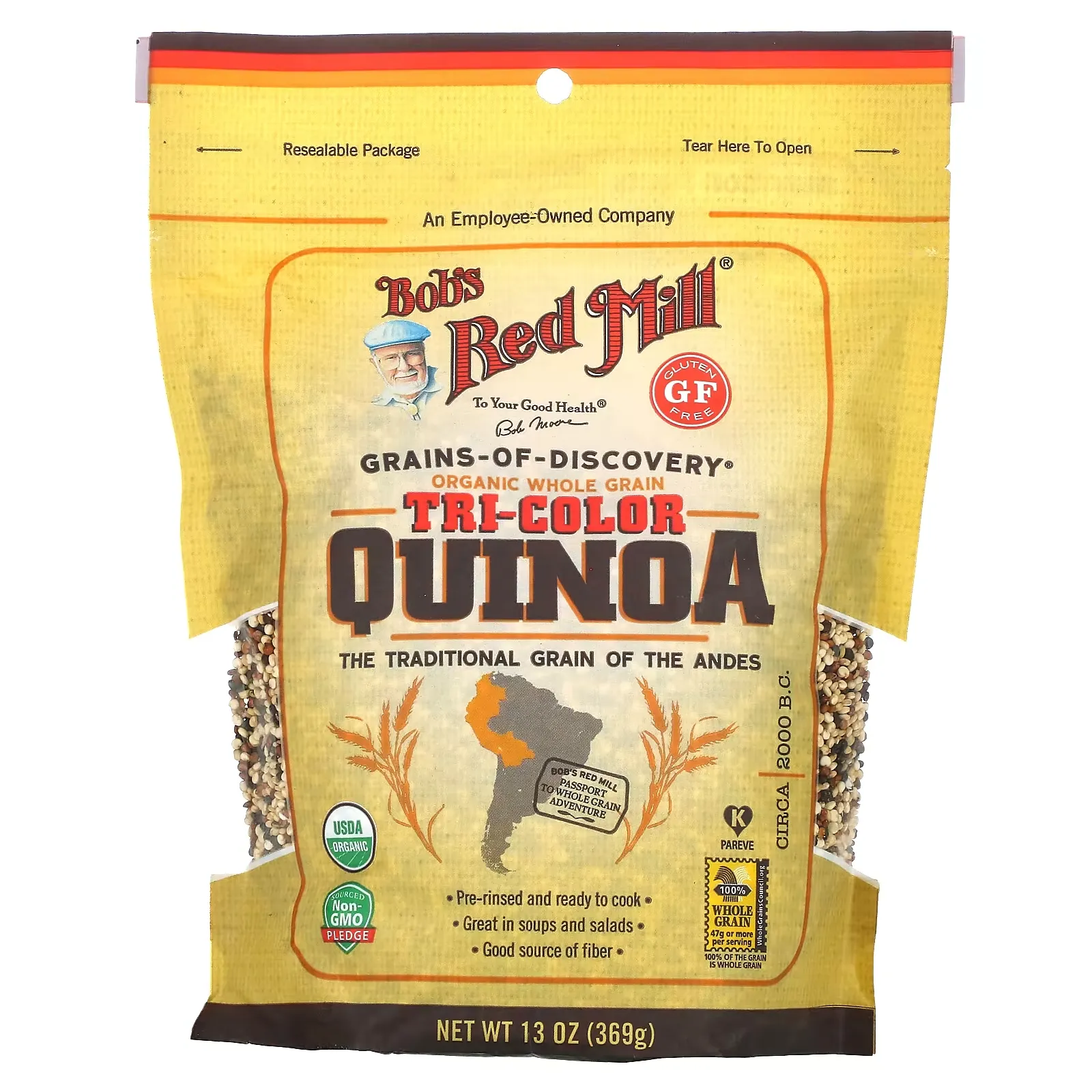 Organic Tri-Color Quinoa, Whole Grain, 13 oz (369 g)