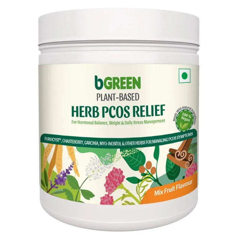 bGREEN Plant-Based Herb PCOS Relief - For Hormonal Balance, Stress And Weight Management- Mix Fruit