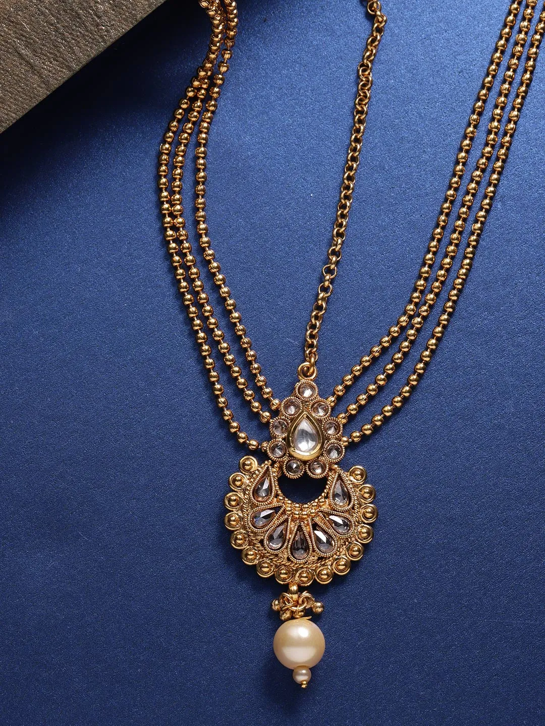 Priyaasi Gold-Plated Handcrafted Stone-Studded Multistrand Matha Patti