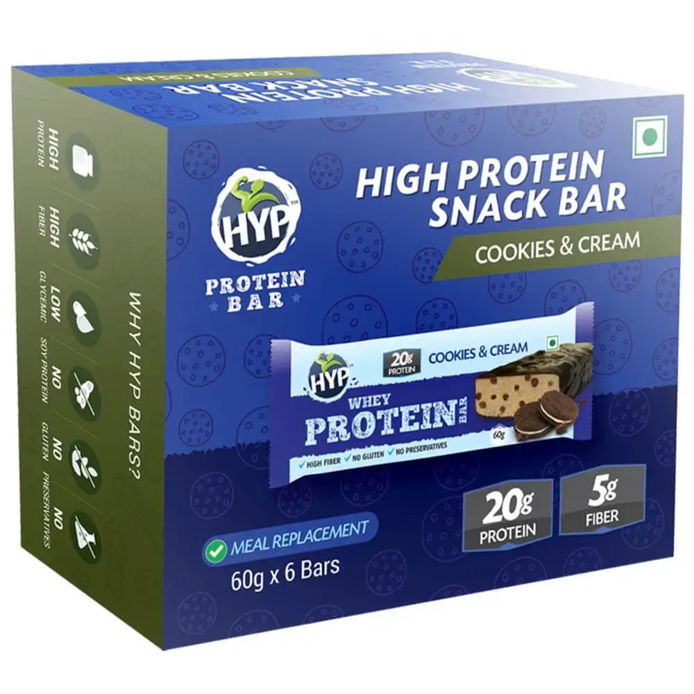 Hyp Whey Protein Bar (20g Protein),  6 bar(s)  Cookies and Cream