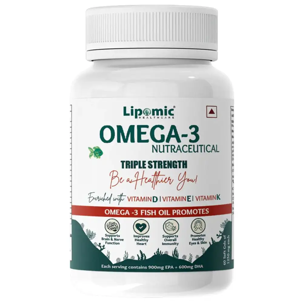 Lipomic Healthcare Omega-3 Fish Oil 1500mg Triple Strength,  60 Soflets