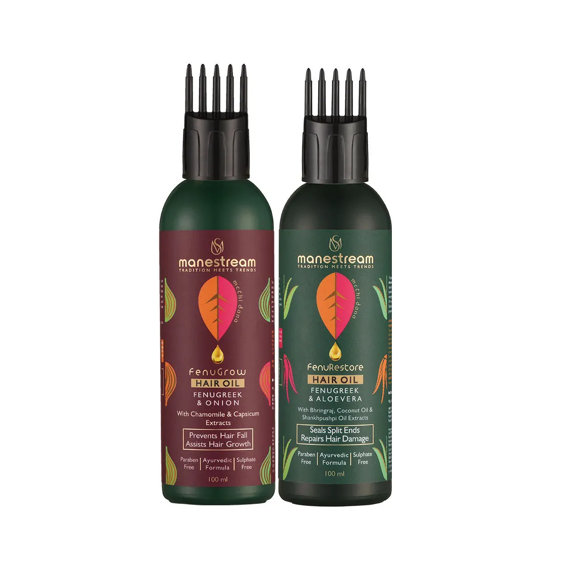 Manestream Ayurvedic Fenugreek & Onion Hair Oil + Fenugreek & Aloevera Damage Repair Hair Oil Combo