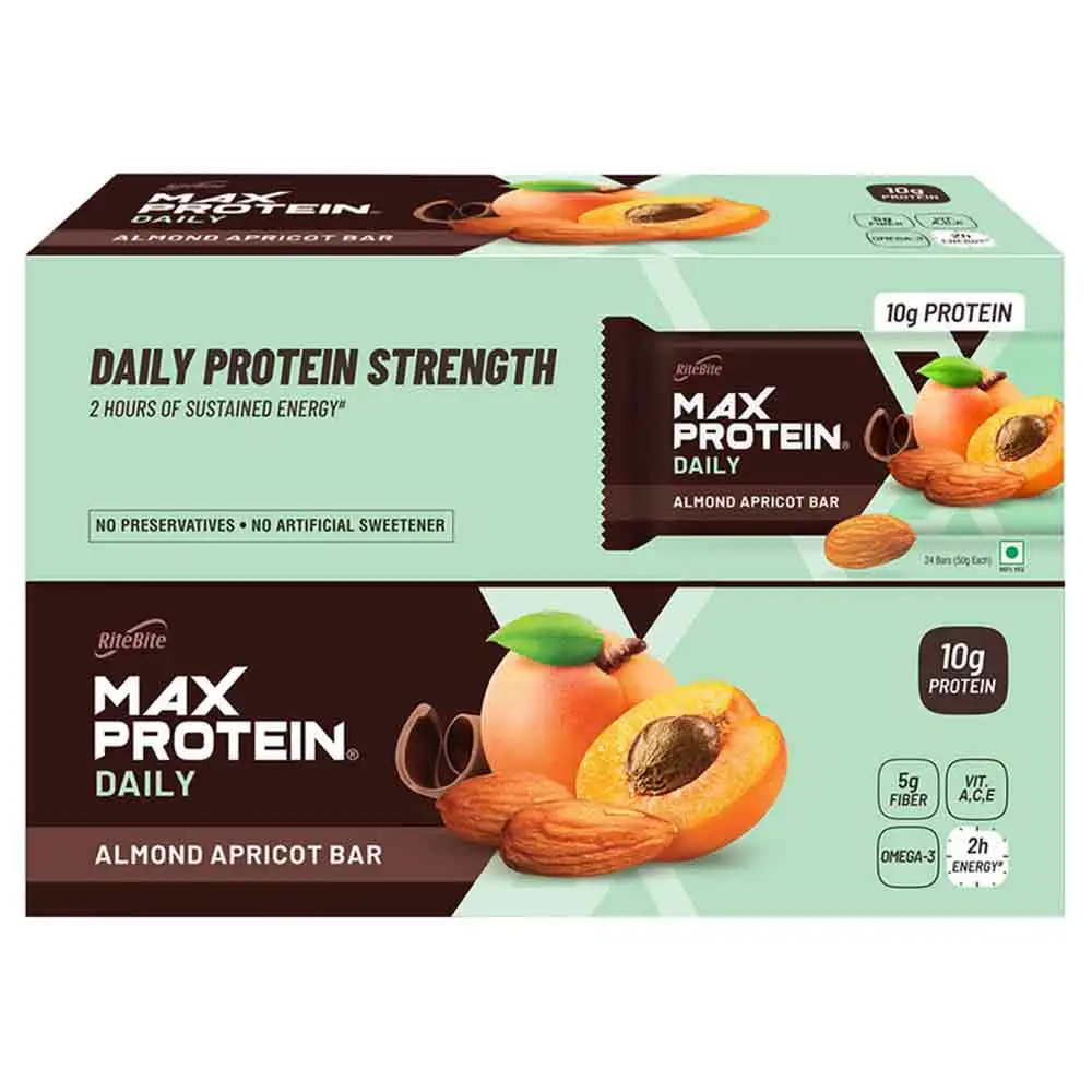 RiteBite Max Protein Daily Bar (10g Protein),  24 bar(s)  Almond Apricot