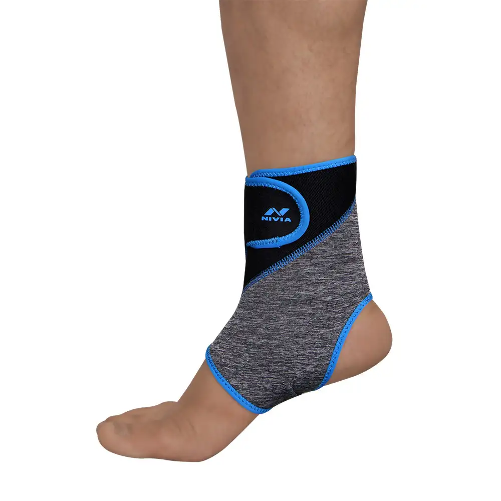 Nivia Orthopedic Ankle Support Velcro Slip-In (MB-13),  Blue-Grey  Small