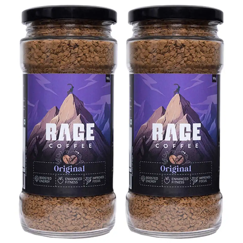 Rage Coffee Premium Arabica Instant Coffee (Pack of 2),  100 g  Original Blend