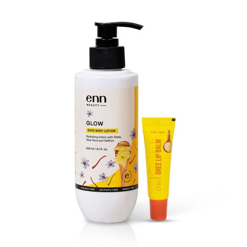 ENN Glow Ghee Body Lotion And Ghee Lip Balm Combo Kit