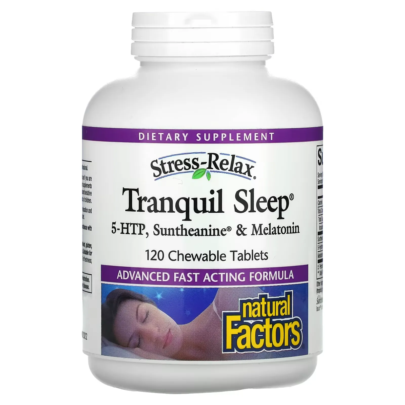 Stress-Relax, Tranquil Sleep, 5-HTP, Suntheanine & Melatonin, 120 Chewable Tablets