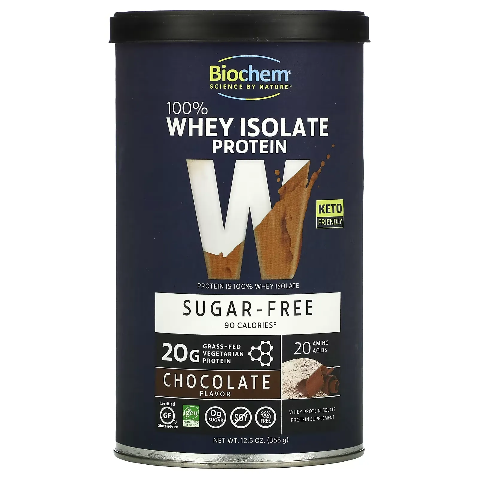 100% Whey Isolate Protein, Sugar Free, Chocolate, 12.5 oz (355 g)