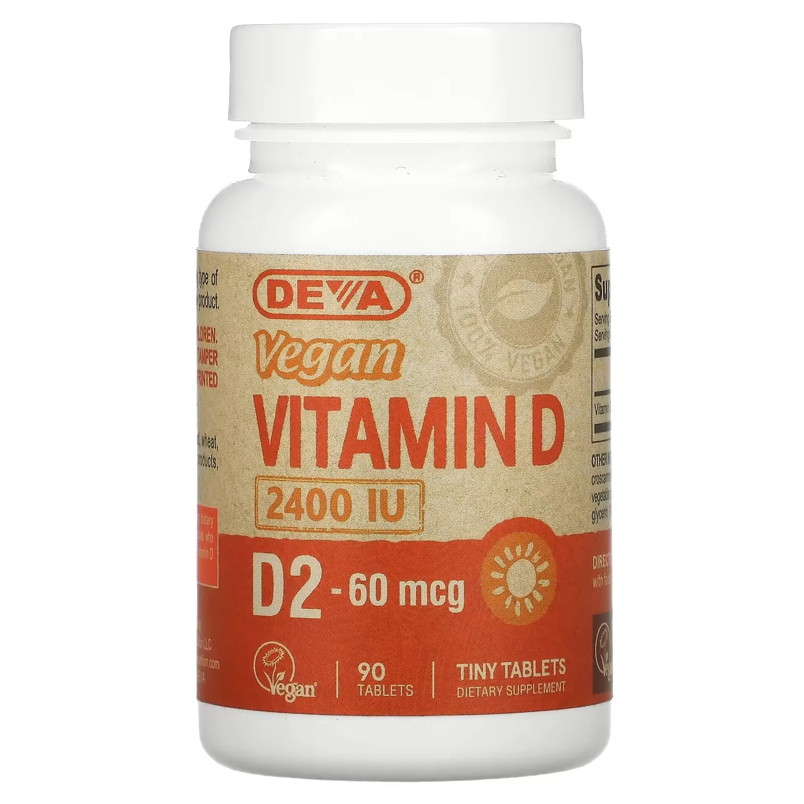 Vegan Vitamin D, D2, 60 mcg (2,400 IU), 90 Tablets