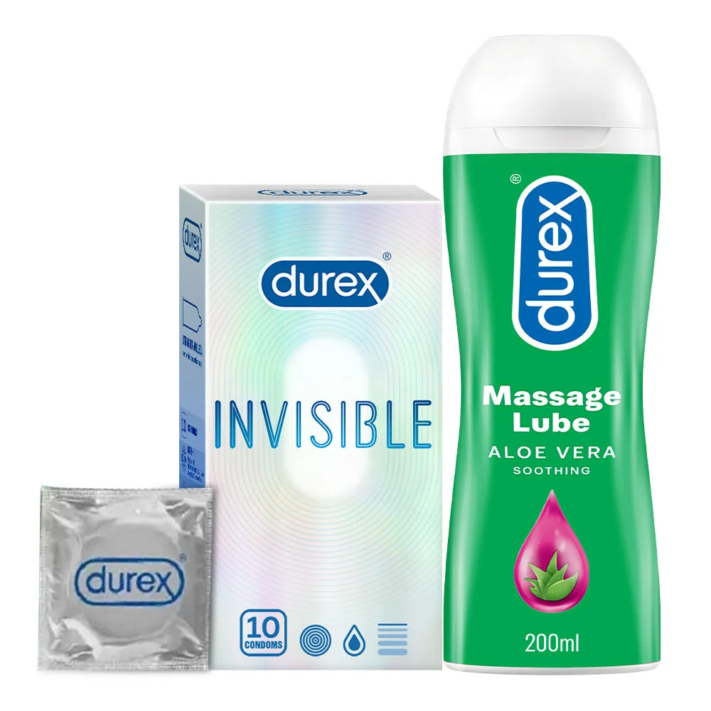 Durex Invisible Super Thin Condoms & Aloe Vera 2In1 Lubrication Gel