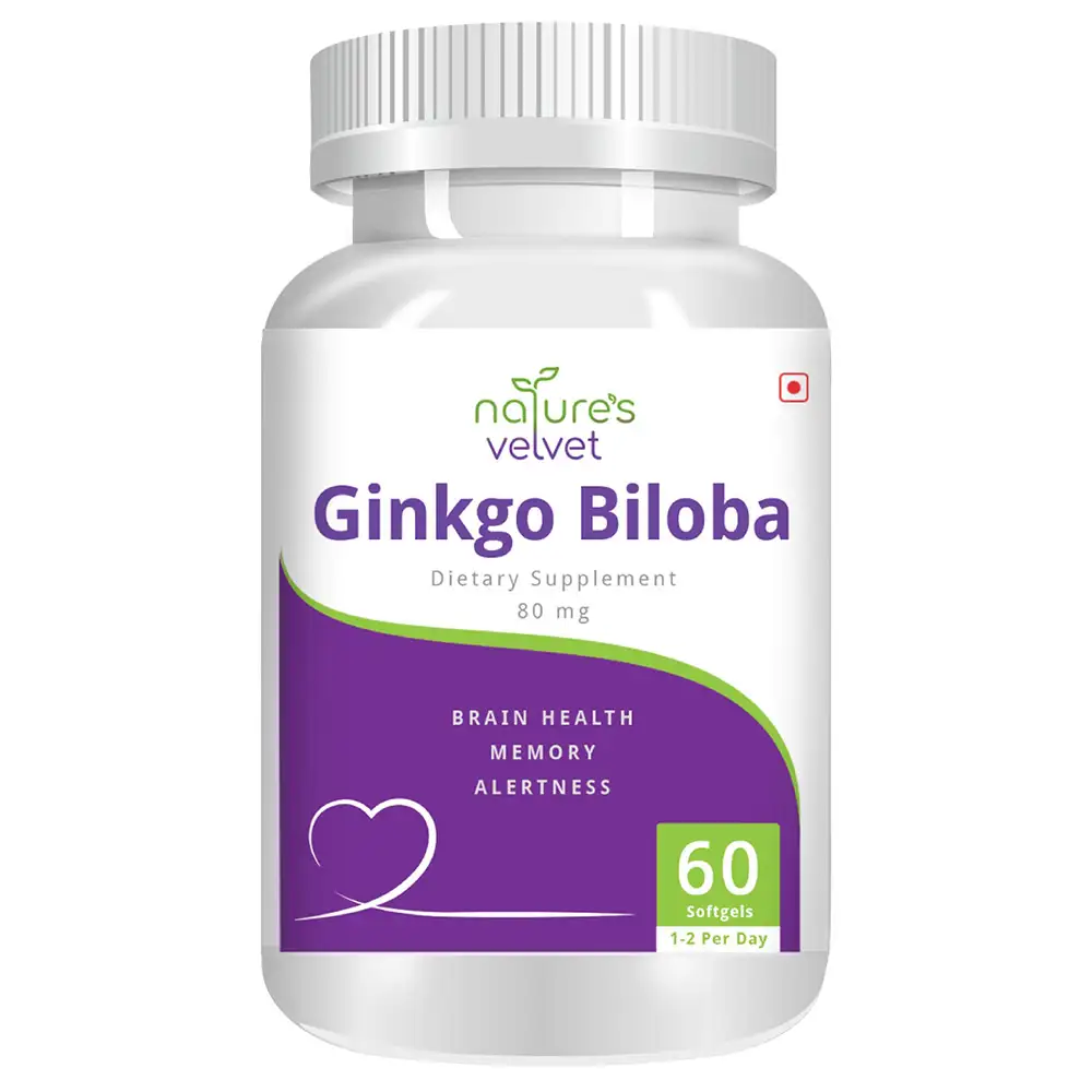 Natures Velvet Ginkgo Biloba Extract (80 mg),  60 softgels