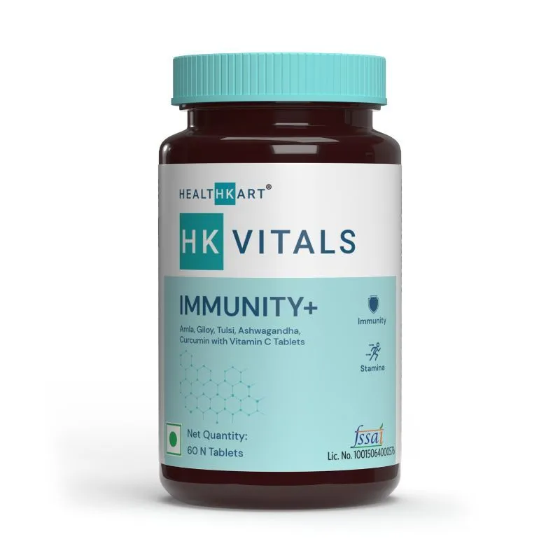 HealthKart Immunity Plus, Immunity Boosters for Adults, Blend of Amla, Giloy, Tulsi, and Ashwagandha