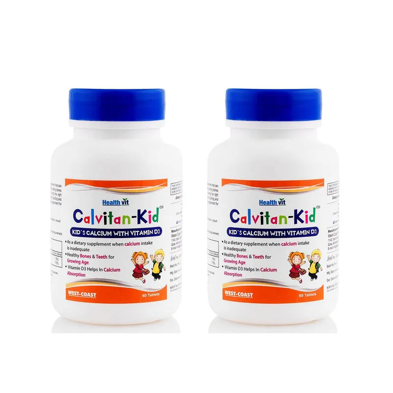 HealthVit Calvitan-kid - Kid's Calcium 150mg Vitamin D3 Tablet - Pack Of 2