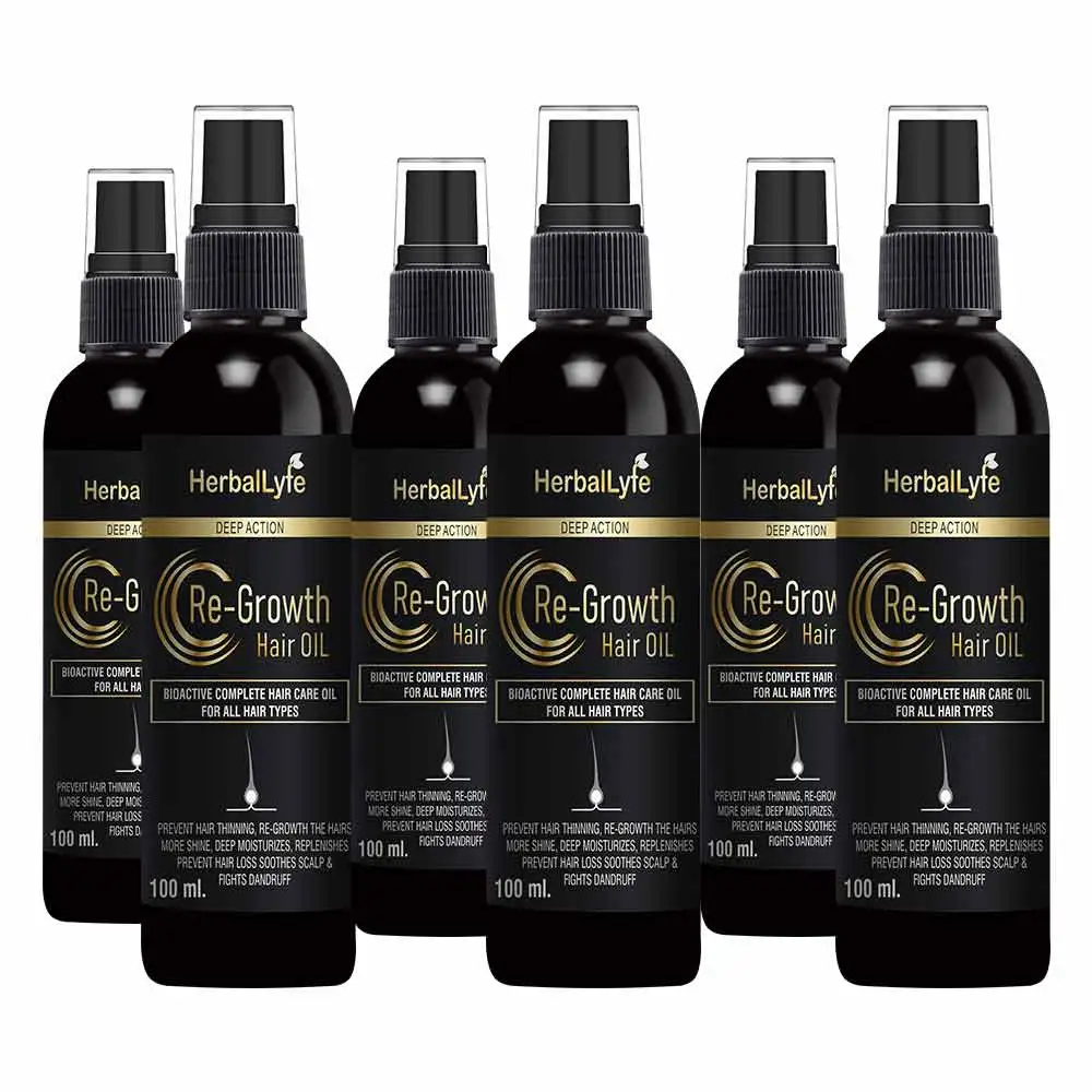 Herballyfe Re Growth Hair Oil (Pack of 6),  100 ml  for All Hair Types