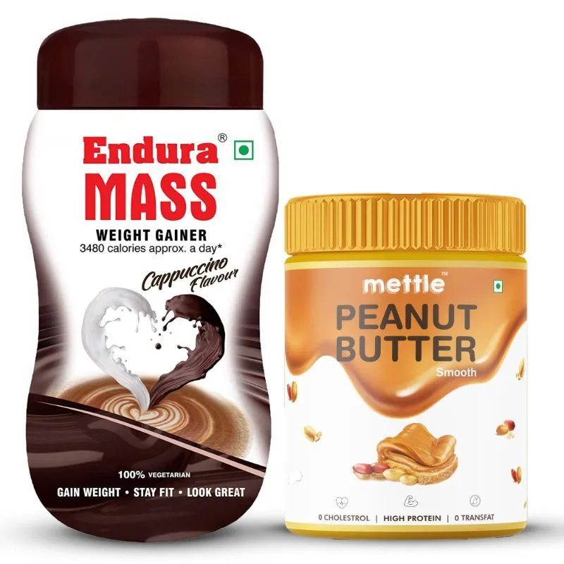 Endura Mass Weight Gainer Cappuccino Flavour With Mettle All Natural Peanut Butter Smooth