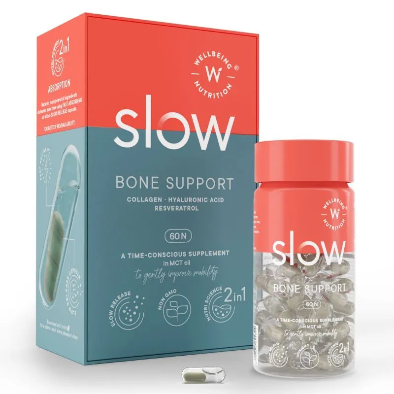 Wellbeing Nutrition Slow Bone Support With Collagen, Hyaluronic Acid, Resveratrol In MCT Oil